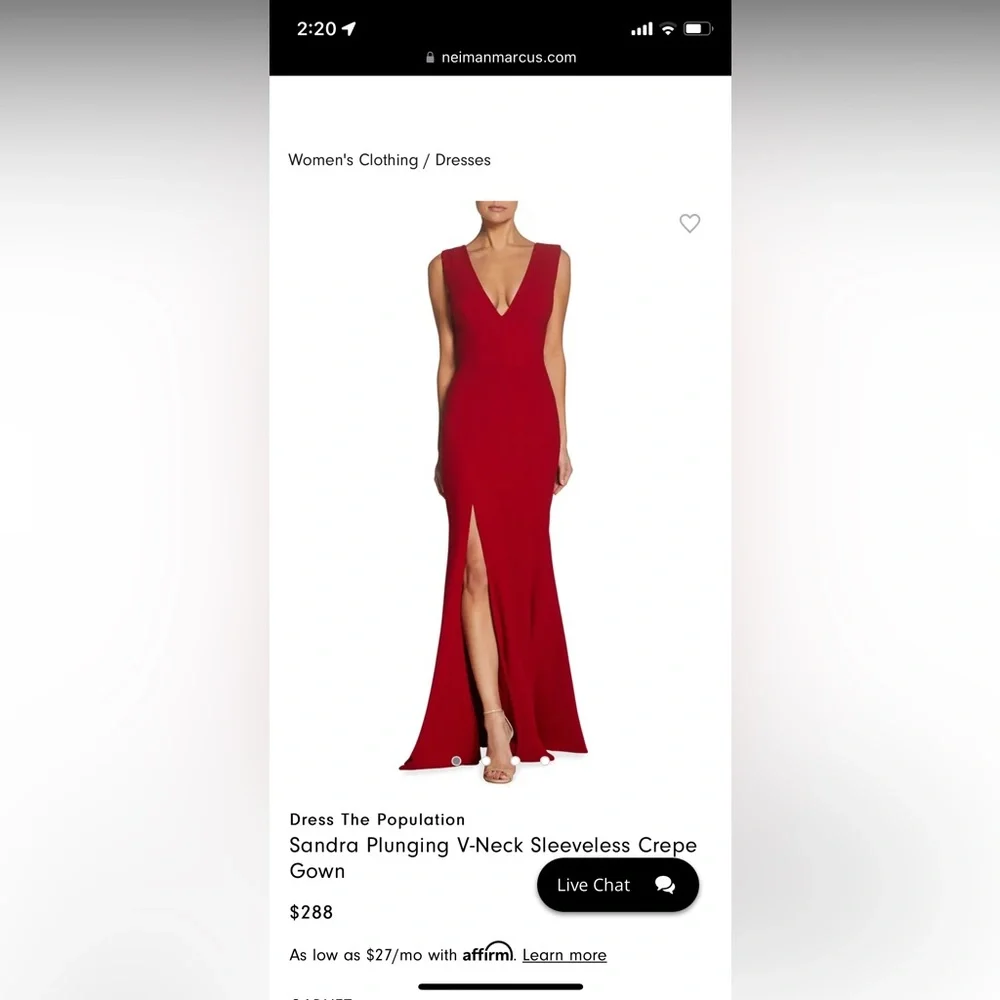 Dress the Population Sandra Plunging V-Neck Sleeveless Crepe Gown - Picture 1 of 6